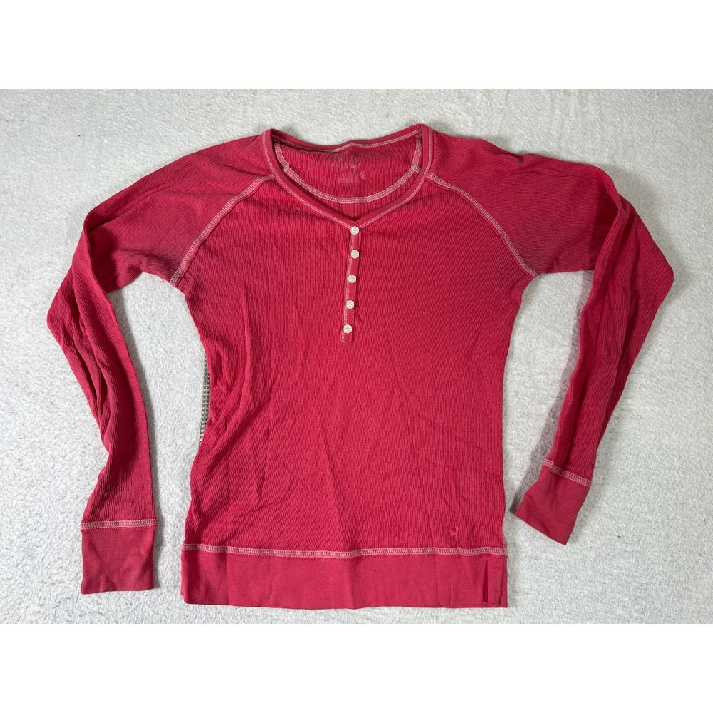 Old Navy Henley Shirt Girls XXL 14 Pink Good Waffle Knit Thermal Long Sleeve